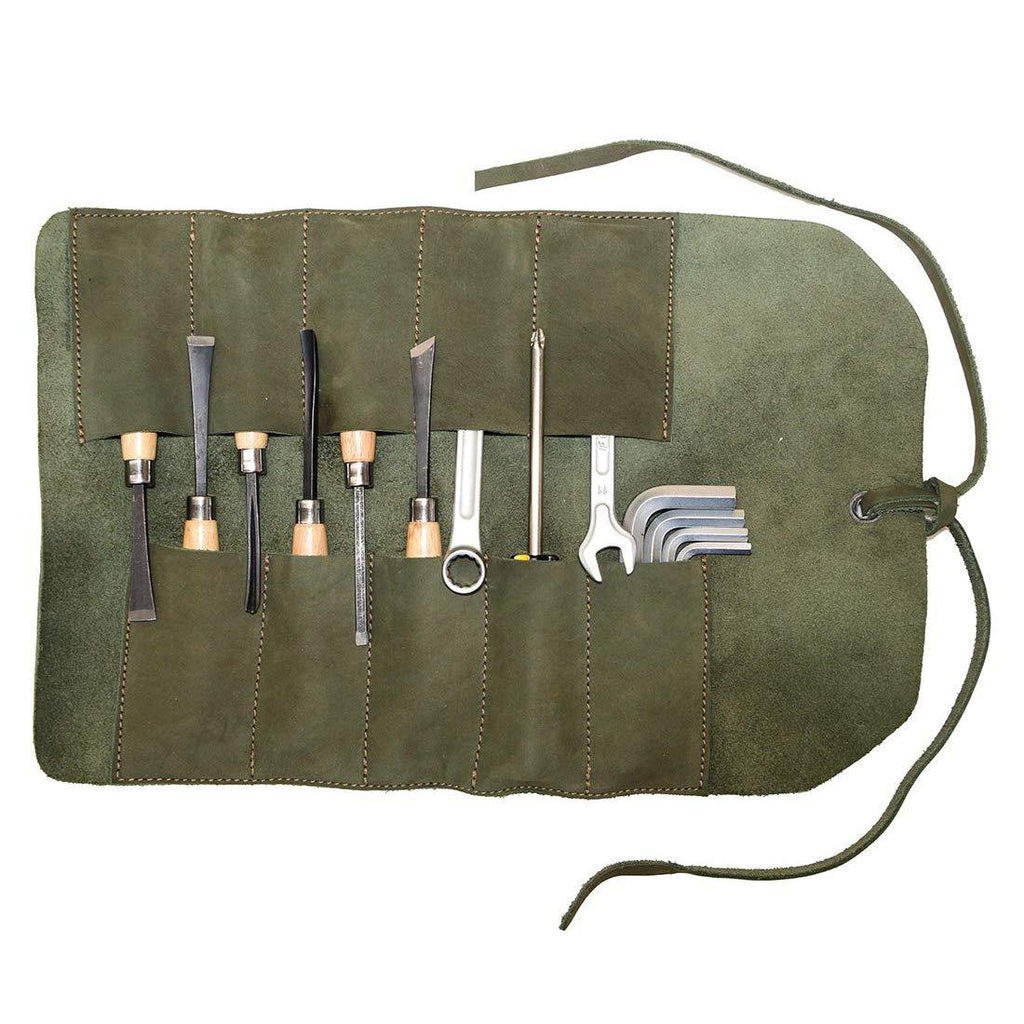 Hide & Drink, Rustic Leather Small Tool Roll Handmade Includes 101 Year Warranty :: Peat Moss - NewNest Australia