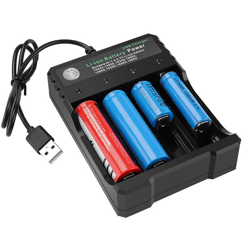 18650 Battery Charger 4-Bay 5V 2A for Rechargeable Batteries 3.7V Li-ion TR IMR 18650 14500 16340(RCR123) Red/Green Display (Not Battery) - NewNest Australia