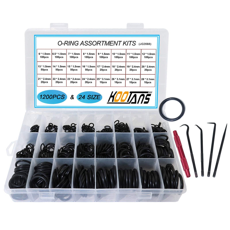 KOOTANS 1200Pcs Nitrile Rubber O Ring Kit 24 Sizes O Rings Assortment Kit Set Sealing Washer NBR Metric o-Ring Assortment for Plumbing, Gas, Automotive and Faucet Repair, Resist Oil and Heat O-Rings - NewNest Australia