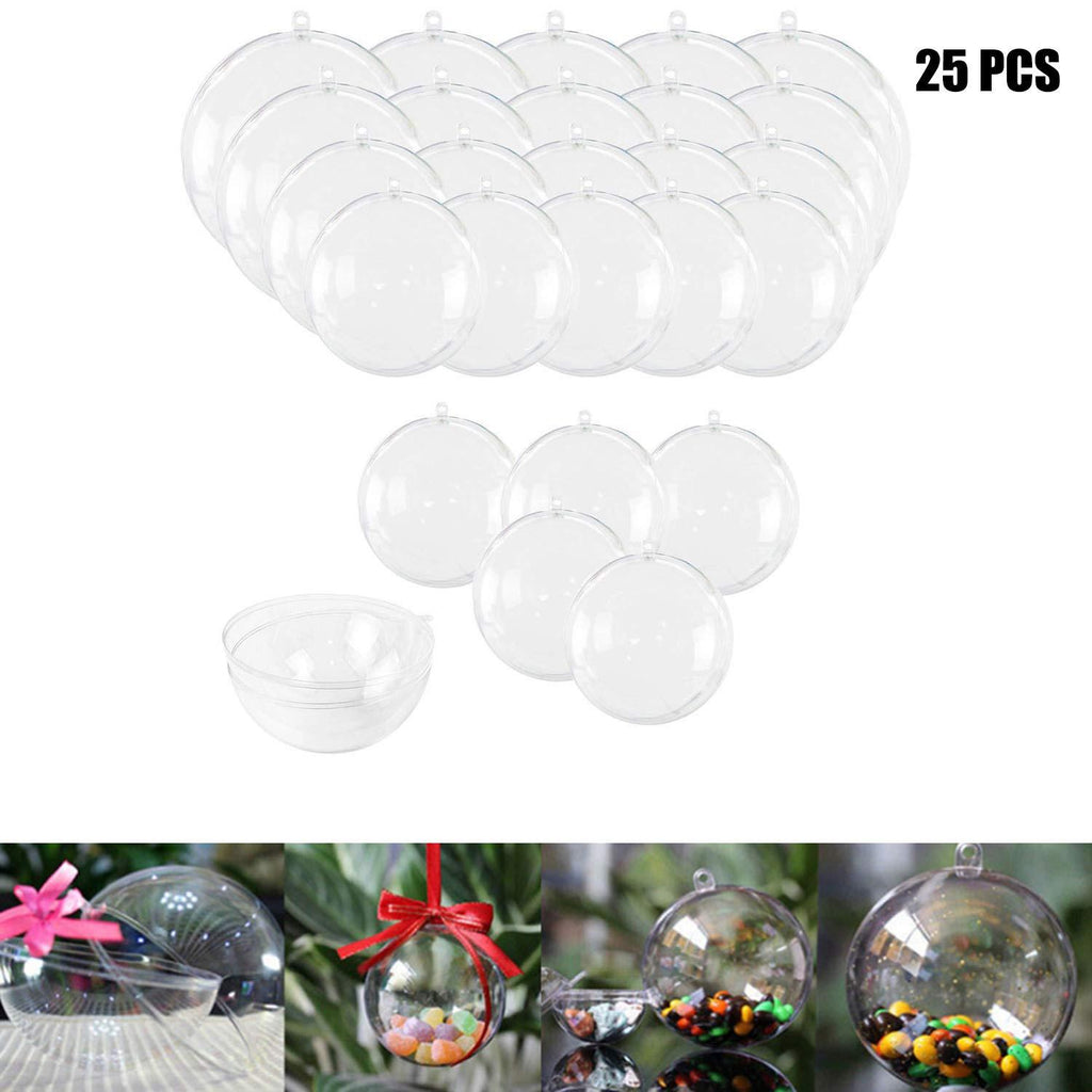 NewNest Australia - Haawooky 25 Sets Clear Fillable Ornaments Ball in 5 Different Size,DIY Plastic Acrylic Fillable Ball for Party Decor 