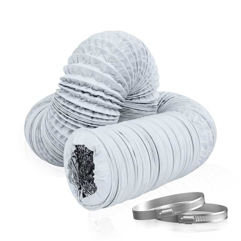 Hon&Guan 3 inch Air Duct - 16 FT Long, White Flexible Ducting HVAC Ventilation Air Hose For Grow Tents, Dryer Rooms,Kitchen 3"X16 FT - NewNest Australia