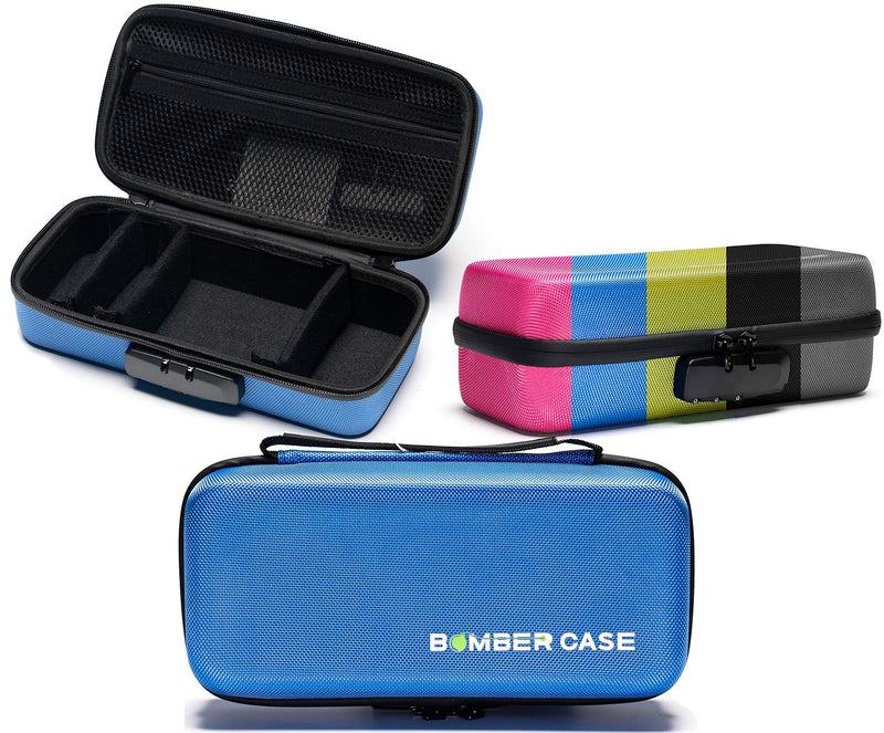 BOMBER CASE - Combination Lock Box - Smell Proof Stash Case - Customizable Padded Interior - Flexible Construction and Odor Proof Locking Zipper - Safe Container - 9.5" x 4" x 3.5" - 5 Colors Blue Velcro Walls - NewNest Australia