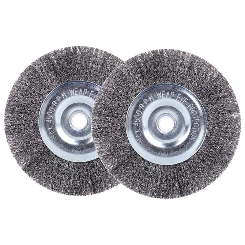 EMILYPRO 6" Bench Wire Wheel Brush | Coarse Crimped Steel Wire 0.012" with 5/8" Arbor for Bench Grinder - 2pcs 6in 2pcs - NewNest Australia