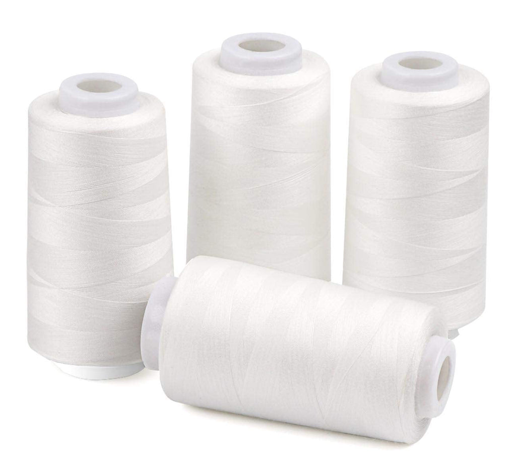 ilauke 4 x 3000 Yards Serger Thread Spools White Polyester Sewing Thread Overlock Cone - NewNest Australia