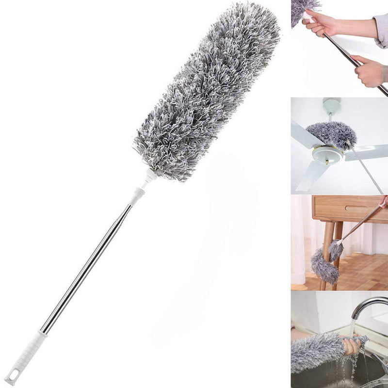 HEOATH Microfiber Feather Duster with Extendable Pole, 30-100 inches Extra Long Cobweb Duster for Cleaning, Bendable Head, Non-Scratch, Washable Duster for Ceiling, Fan, Furniture 100 Inch - NewNest Australia