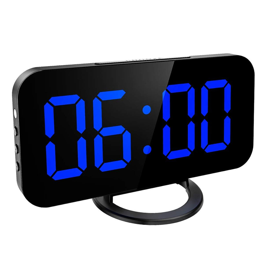 NewNest Australia - KeeKit Digital LED Alarm Clock, Large 6.5" Mirror Surface Alarm Clock with Dual USB Charging Ports, Snooze Function, Auto/Manual Adjustable Brightness, 12/24H Display for Home, Bedroom, Office - Blue Blue - Hot 