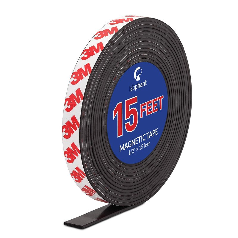 Magnetic Tape, 15 Feet Magnet Tape Roll (1/2'' Wide x 15 ft Long), with 3M Strong Adhesive Backing. Perfect for DIY, Art Projects, whiteboards & Fridge Organization - NewNest Australia