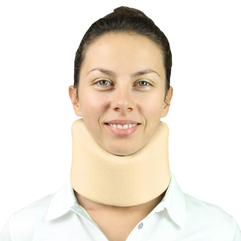 Vive Neck Brace - Foam Cervical Collar - Vertebrae Whiplash Wrap Aligns and Stabilizes Spine - Adjustable Spinal Support Can Be Used While Sleeping and Relieves Pain, Pressure 1 Count (Pack of 1) Beige - NewNest Australia