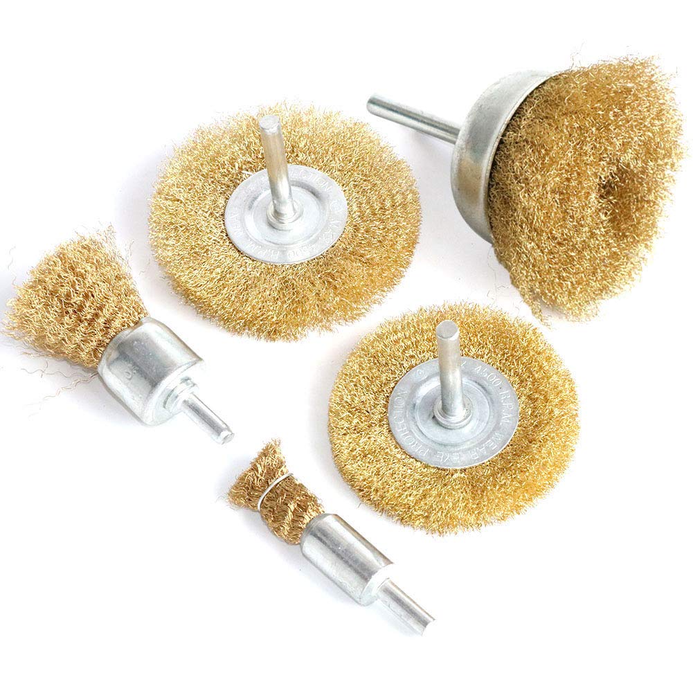 FPPO Brass Wire Wheel Brush Kit for Drill,Crimped Cup Brush with 1/4-Inch Shank,0.13mm True Brass Wire,Soft Enough to Cleaning or Deburring with Less Scrach - NewNest Australia