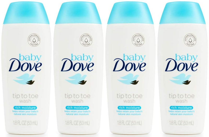 Baby Dove Tip to Toe Wash, Rich Moisture, Travel Size, 1.8 Ounce (Pack of 4) - NewNest Australia