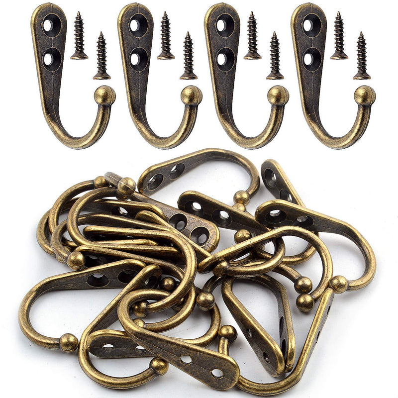 NewNest Australia - Hendevl 20 Pieces Wall Mounted Hook Robe Hooks Single Coat Hanger and 40 Pieces Screws, Bronze Color 