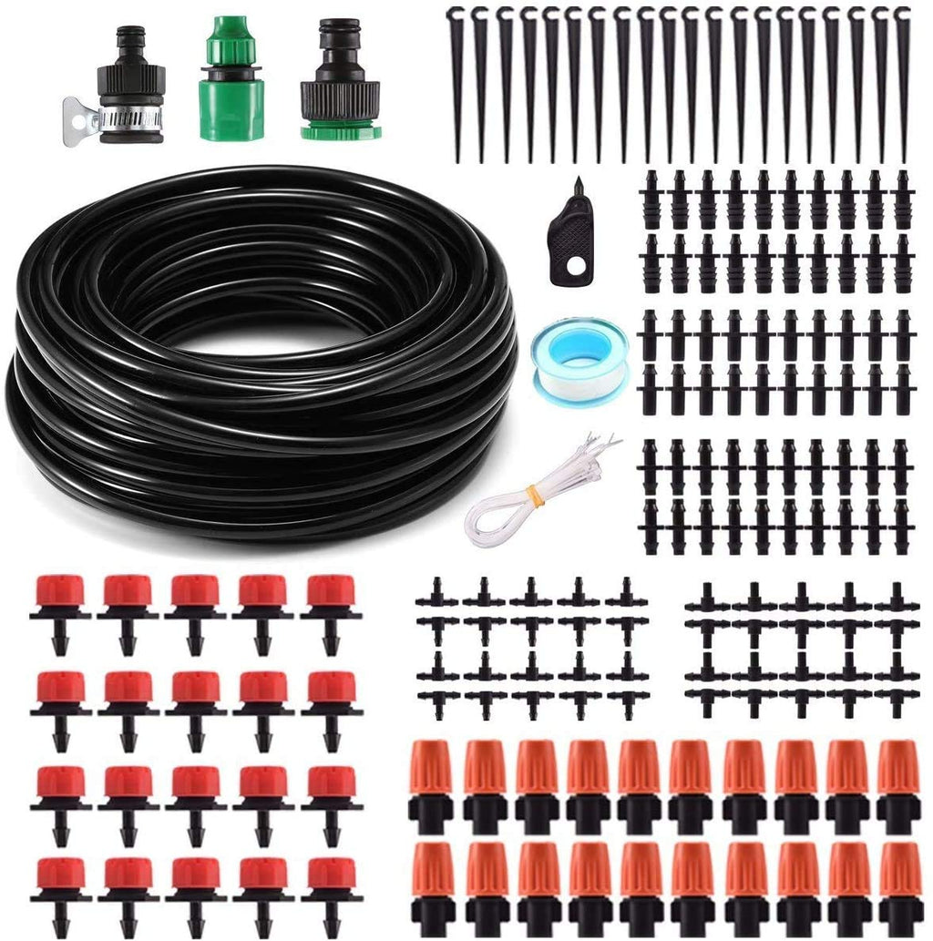 MSDADA 50ft Micro Drip Irrigation Kits System, Plant Watering Kit Automatic Drip Irrigation Equipment Set Included Atomizing Nozzle Mister Dripper and All Accessories for Greenhouse, Garden, Patio - NewNest Australia