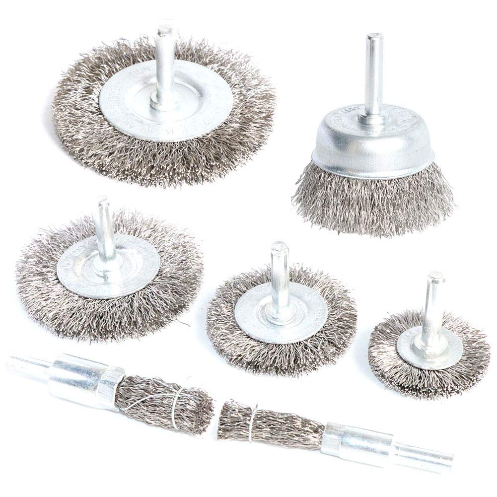 FPPO 7PCS Stainless Steel Wire Wheel Brush, Coarse Crimped Cup Brush and End Brush Kit - NewNest Australia