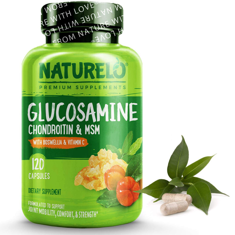 NATURELO Glucosamine Chondroitin MSM with Boswellia and Vitamin C - Supplement for Joint Comfort, Mobility, and Strength - 120 Capsules - NewNest Australia