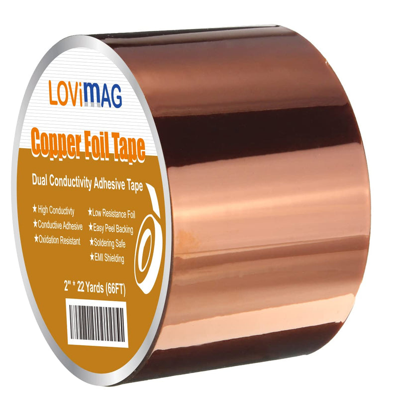 LOVIMAG Copper Foil Tape (2inch X 66 FT) with Conductive Adhesive for Guitar and EMI Shielding, Crafts, Electrical Repairs, Grounding 2inch X 66FT - NewNest Australia