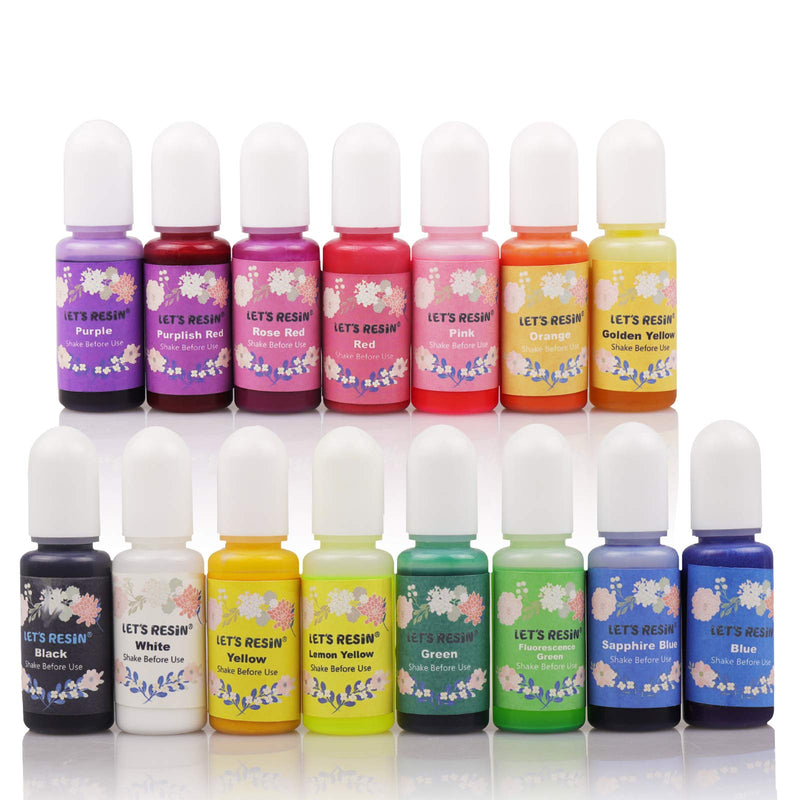 LET'S RESIN Epoxy Resin Dye,15 Color Translucent Epoxy Resin Pigment,Non-Toxic Concentrated Epoxy Resin Paint Each 0.35oz,Liquid Resin Colorant for Resin Coloring,Epoxy Resin,Resin Molds - NewNest Australia