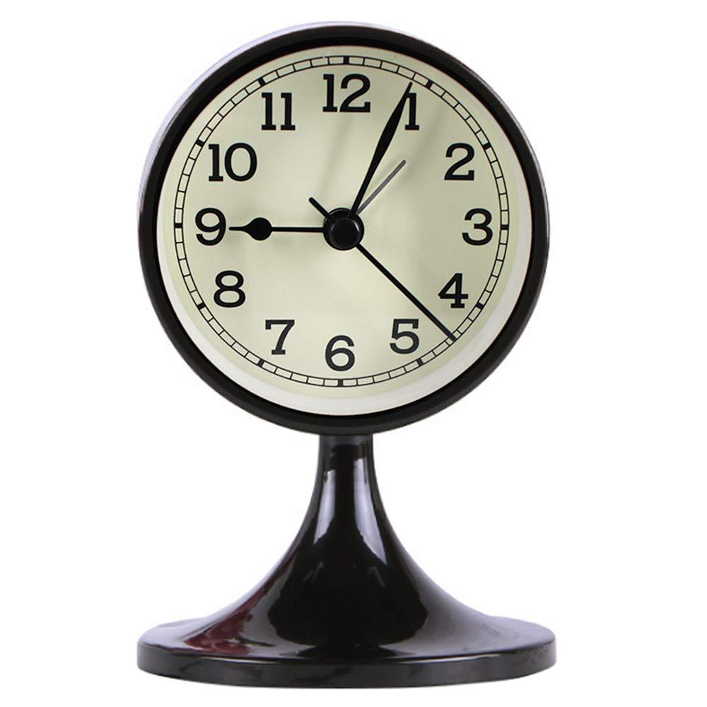 NewNest Australia - Queena Retro Round Silent Alarm Clock Non-Ticking Battery Operated Desk Clock for Bedroom Black 