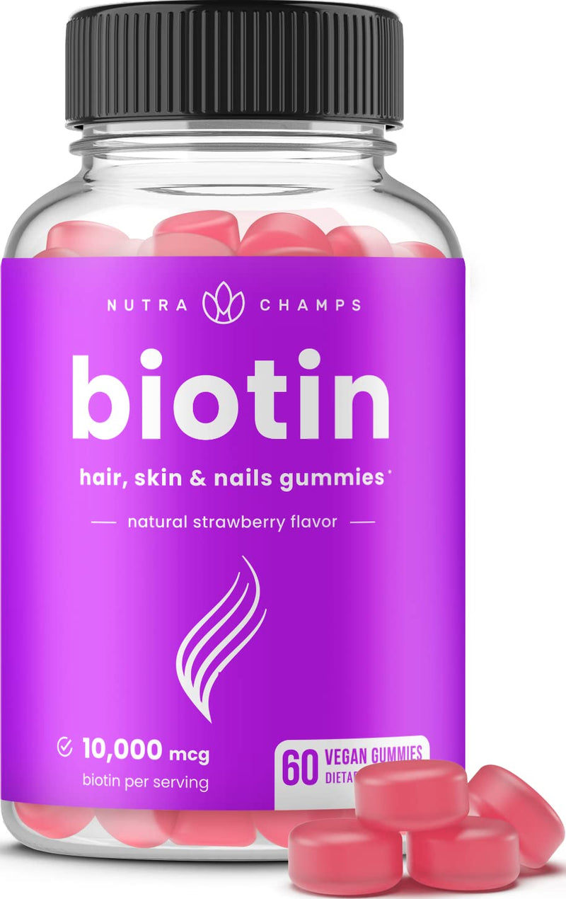 Biotin Gummies 10000mcg [Highest Potency] for Healthy Hair, Skin & Nails Vitamins for Women, Men & Kids - 5000mcg in Each Hair Vitamins Gummy - Vegan, Non-GMO, Hair Growth Supplement 1 - NewNest Australia