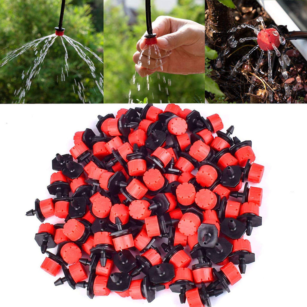 MSDADA 110 Pcs Adjustable Irrigation Drippers Sprinklers Emitter Drip Anti-Clogging Watering System for Flower beds,Gardens, Lawn on 1/4'' Barb Red - NewNest Australia