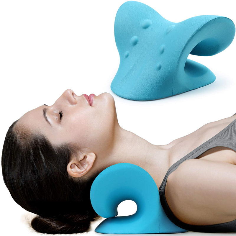 Neck and Shoulder Relaxer, Cervical Traction Device for TMJ Pain Relief and Cervical Spine Alignment, Chiropractic Pillow Neck Stretcher(Blue) Blue - NewNest Australia