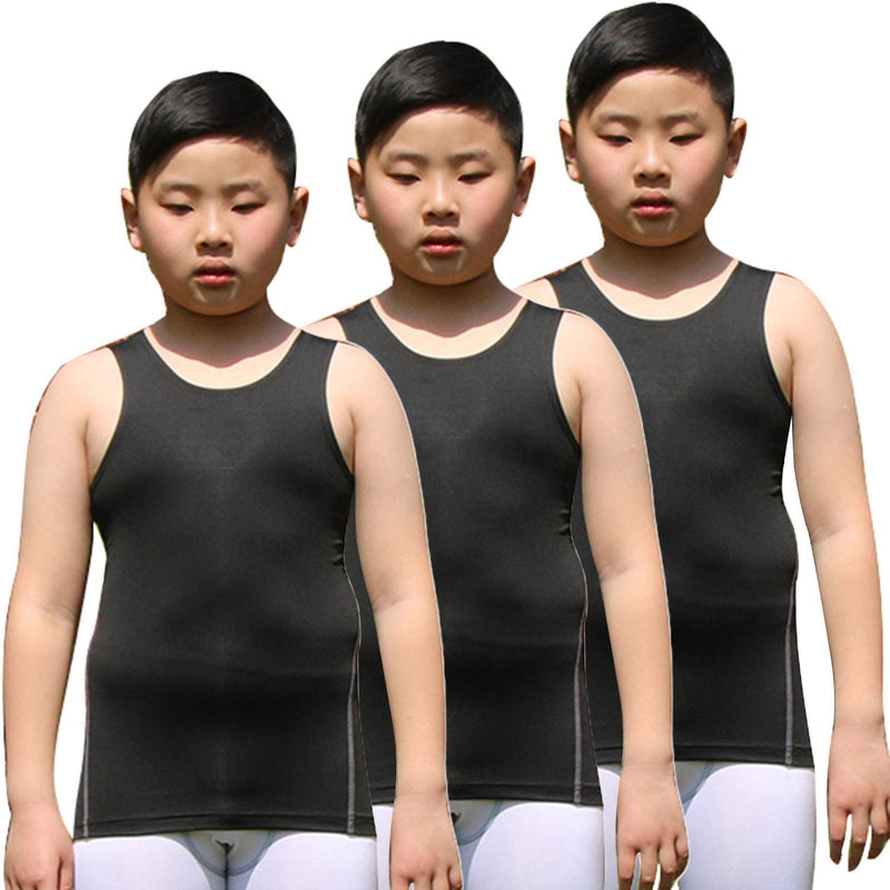 Youth Boys Girls Compression Tank Tops Athletic Sleeveless Shirt Undershirts Workout Base Layer Vest 3 Pack-black*3 12 - NewNest Australia