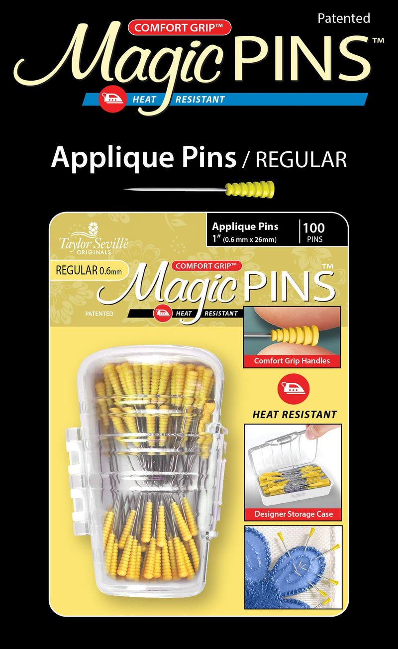 Taylor Seville Originals Comfort Grip Magic Pins Applique Regular -Quilting Supplies-Sewing Supplies-Sewing Notions-100 Count - NewNest Australia