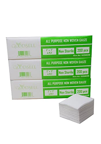 600 PCS (2" X 2") Premium 4-ply Non-Woven, Non-Sterile Sponge Gauze Pad-- Dental, Salon, All Purpose Gauze Sponges Pads -(3 Packs x 200 Counts) --White - NewNest Australia