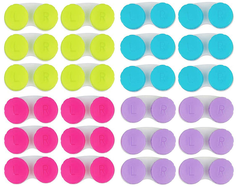 KISEER 24 Pack Colorful Cute Contact Lens Case Bulk Box Holder Container Soak Storage Kit (4 Color) - NewNest Australia