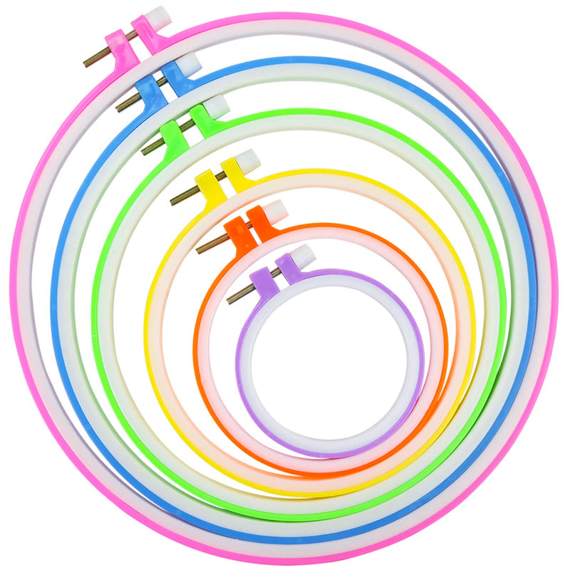 Similane 6 Pieces Embroidery Hoops, Plastic Circle Cross Stitch Hoop Ring 3.4 inch to 10.2 inch (Multicolor) for Embroidery and Cross Stitch - NewNest Australia