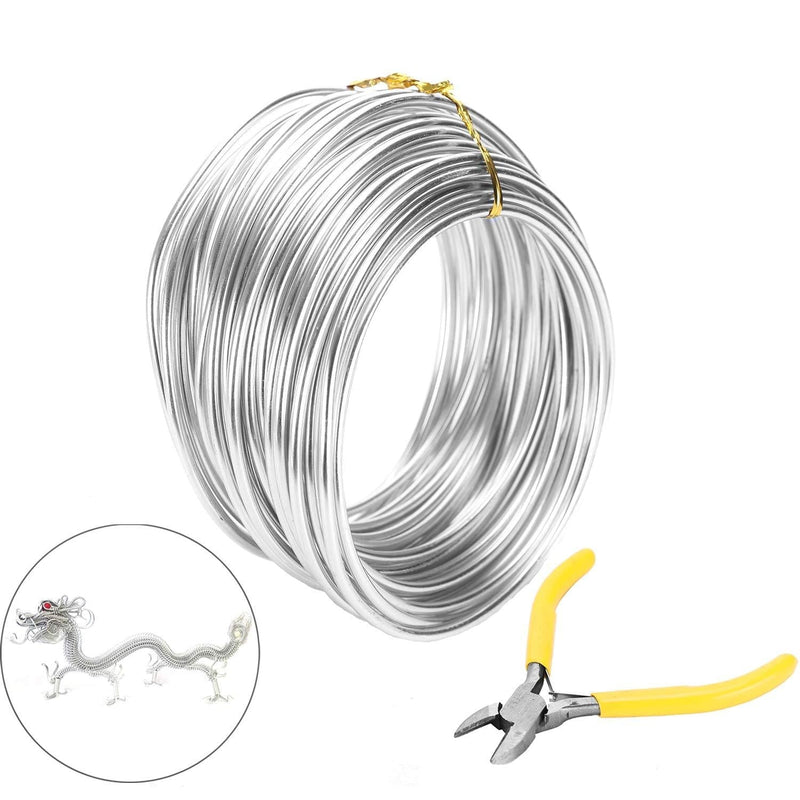 Messar Aluminum Bonsai Training Wire, 3mm Aluminium Bonsai Plant Training Line 33.3ft Craft Aluminum Garden Wire with Cutting Plier for Jewellery Making, Modelling Bonsai & DIY Art Crafts (Silver) Silver - NewNest Australia