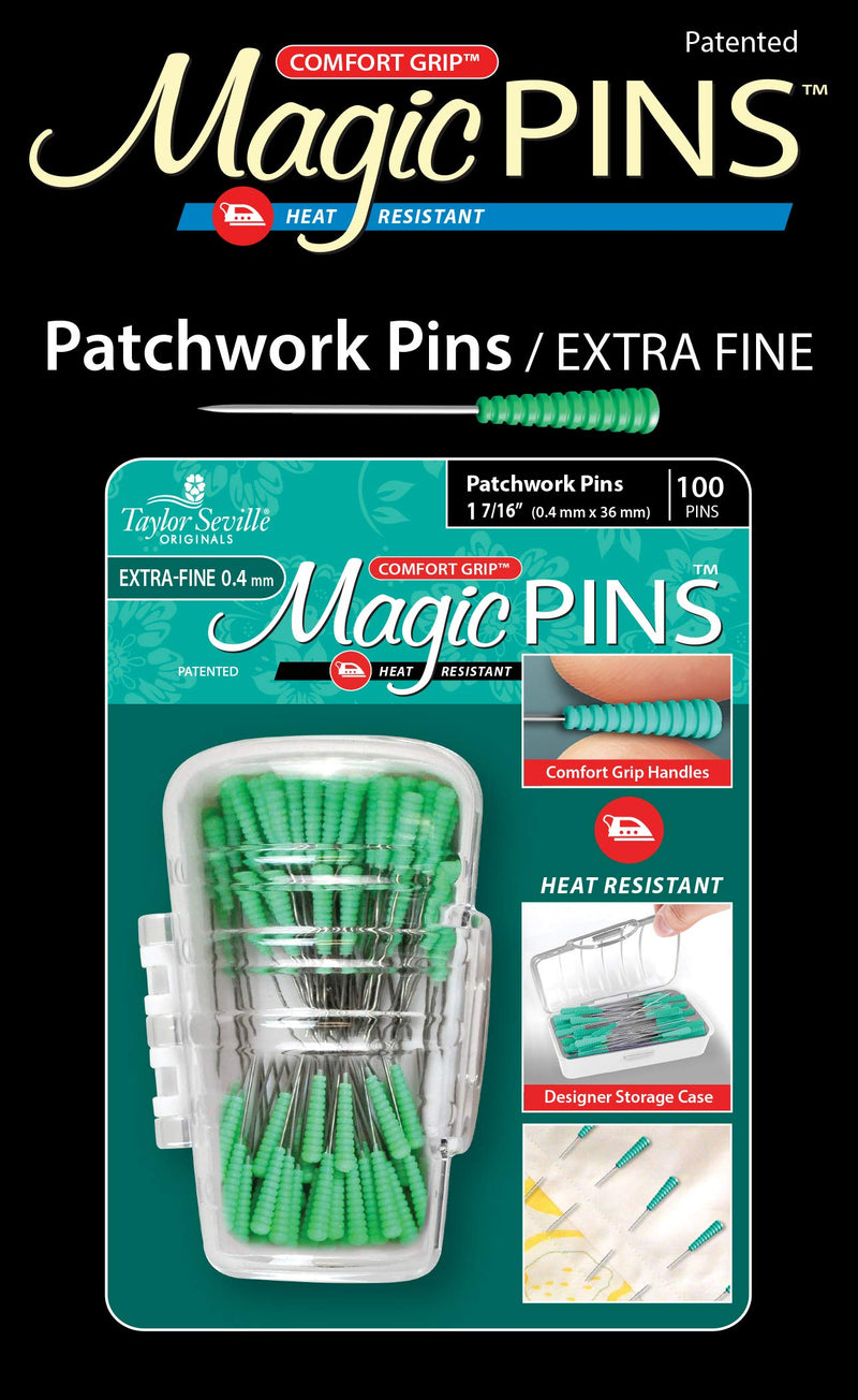 Taylor Seville Originals Comfort Grip Magic Pins Patchwork Extra Fine -Quilting Supplies-Sewing Supplies-Sewing Notions-100 Count - NewNest Australia