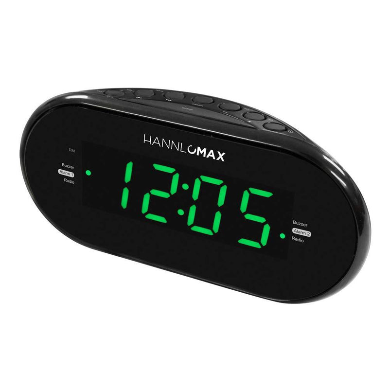 NewNest Australia - HANNLOMAX HX-123CR Alarm Clock Radio, PLL AM/FM Radio, Green LED 1.2 Inches Display, Dual Alarms, Dimmer 