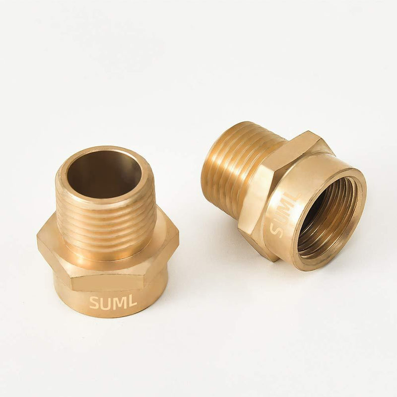 GESHATEN 1/2” G Thread (BSP) Female to 1/2” NPT Male Connector, Brass BSP to NPT Adapter 1/2 Inch, Industrial Metal Brass G Thread to Pipe Fittings Connect (2 Pack) 1/2" G (BSP) Female x 1/2" NPT Male - NewNest Australia