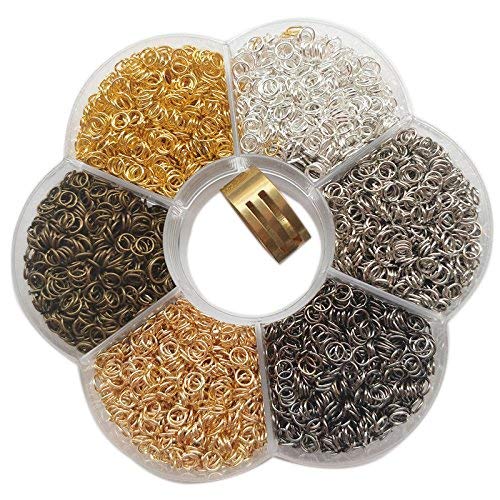 Chenkou Craft 1 Box 6 Colors Open Jump Ring & Ring Jewelry Keychain Making 1/8"(3mm) with 1 pc Jump Ring Open/Close Tool and 1 pc Clear Box 3mm - NewNest Australia