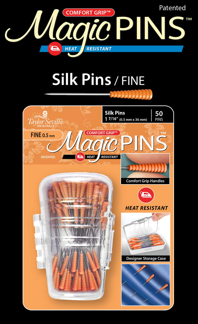 Taylor Seville Originals Comfort Grip Silk Fine Magic Pins-Sewing and Quilting Supplies and Notions-Sewing Notions-50 Count - NewNest Australia