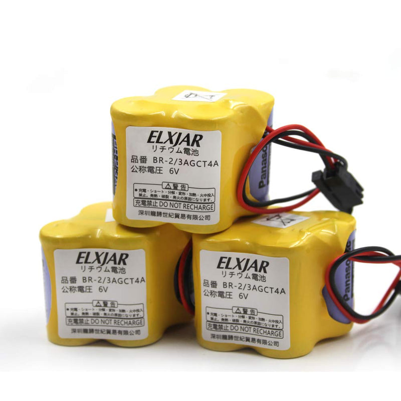 (3-Pack) BR-2/3AGCT4A 6V 4400mAh Replacement Battery for Panasonic FANUC A98L-0031-0025, CUSTOM-107, SHS749, ALIT0138, LIT0138 (Black Connector) Black Connector - NewNest Australia