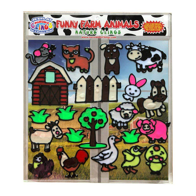 Funny Farm Animal Flexible Gel Clings – Glass Window Clings for Kids and Toddlers – Removable Reusable Gel Decals for Home, Airplane, Classroom, Nursery Decoration – Rooster, Chicks, Pig, Cow and More - NewNest Australia