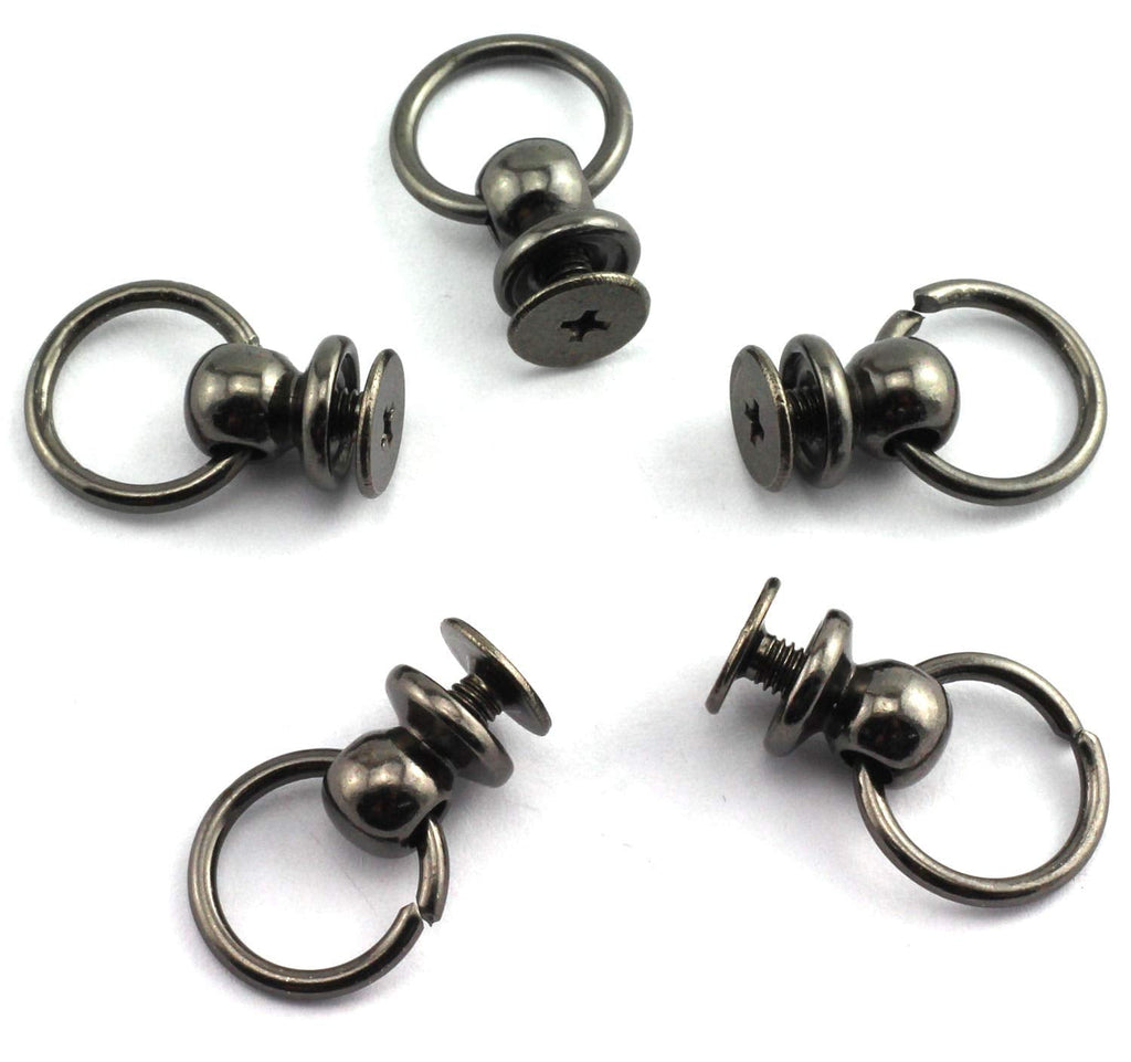 RuiLing 30pcs 8x6mm Screwback Round Head Rivet with Pull Ring Metal Handmade DIY Accessory Nail Heads Stud Leather Craft Screw Rivets Black - NewNest Australia