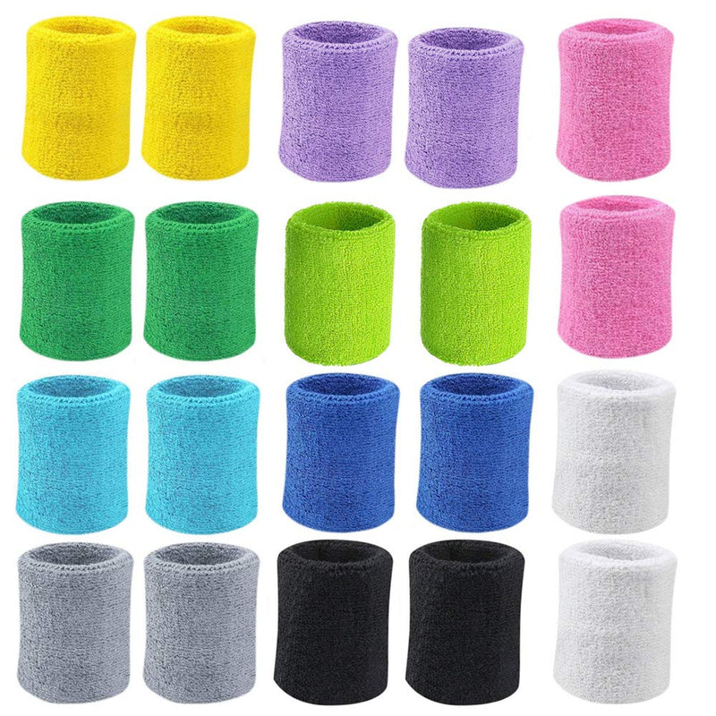 10 Pairs Sports Wristbands, Wrist Sweatbands for Men & Women, Stretchy & Sweat Absorbing Cotton Terry ,Perfect for Basketball, Football, Tennis, Soccer, Running & Working Out (10Pairs) - NewNest Australia