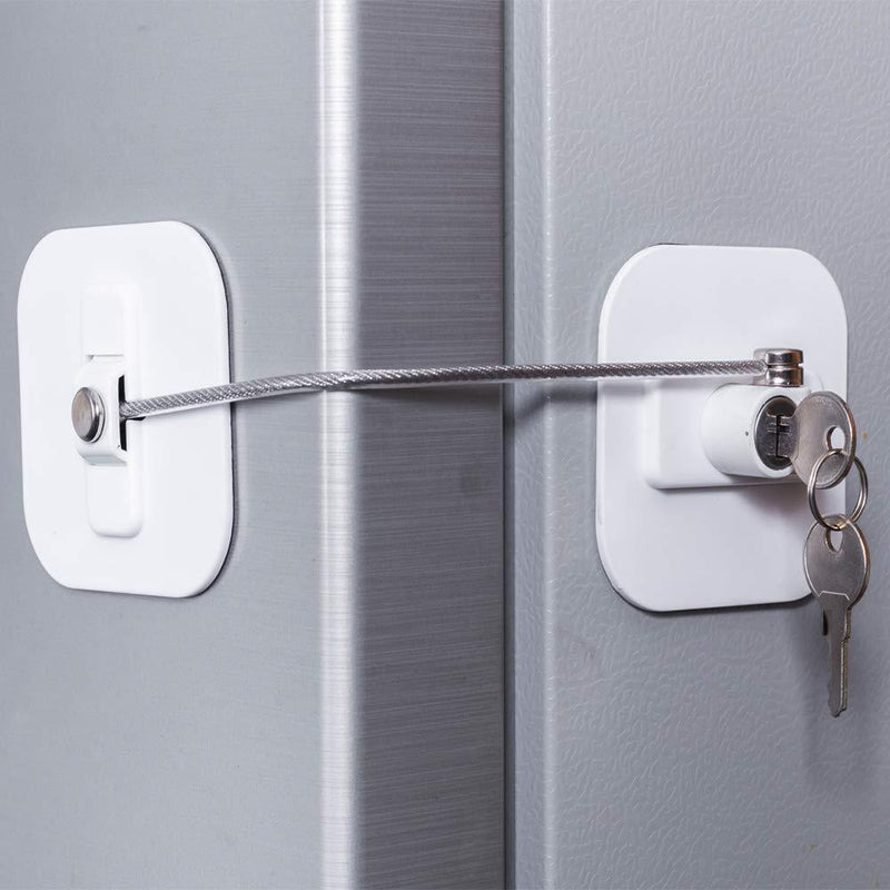 Fridge Lock,Refrigerator Locks,Freezer Lock with Key for Child Safety,Locks to Lock Fridge and Cabinets (White Fridge Lock-1Pack) 1 - NewNest Australia