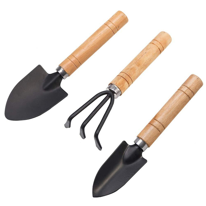 Huture Mini 3pcs Durable Spade Shovel Rake for Plant Potted Flowers Seedlings Loose Soil Erramientas Bonsai Wooden Handle Perfect Size for Little Hands Light Use Indoor Outdoor Gardening Care Gifts - NewNest Australia