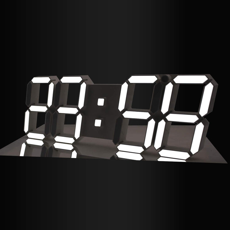 NewNest Australia - GooDay 3D LED Digital Clock Modern Design Multi-Functional Wall Clocks with Remote Control Temperature Calendar Countdown Timing-White 