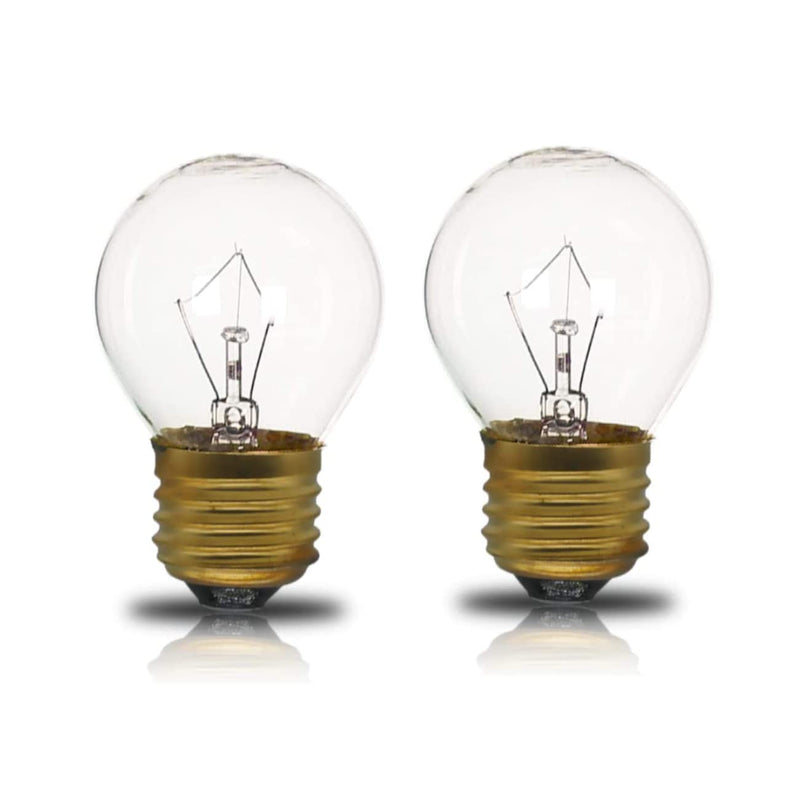 40 Watt Oven Light Bulb G45, 2 Pack Appliance Light Bulbs Replacement for Oven, Refrigerator, Microwave, 415 Lumens - High Temp - Medium Brass Base - 110 to 130 Volt (G45 2-Pack) - NewNest Australia