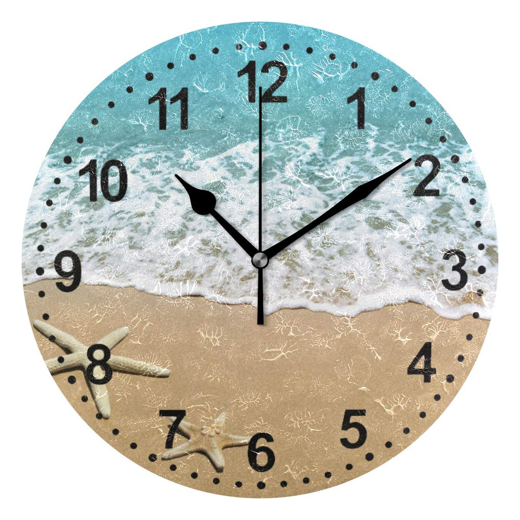 NewNest Australia - Bathroom Clock Seashell Decorative Wall Clock Non-Ticking Silent Clocks for Living Room Decor 