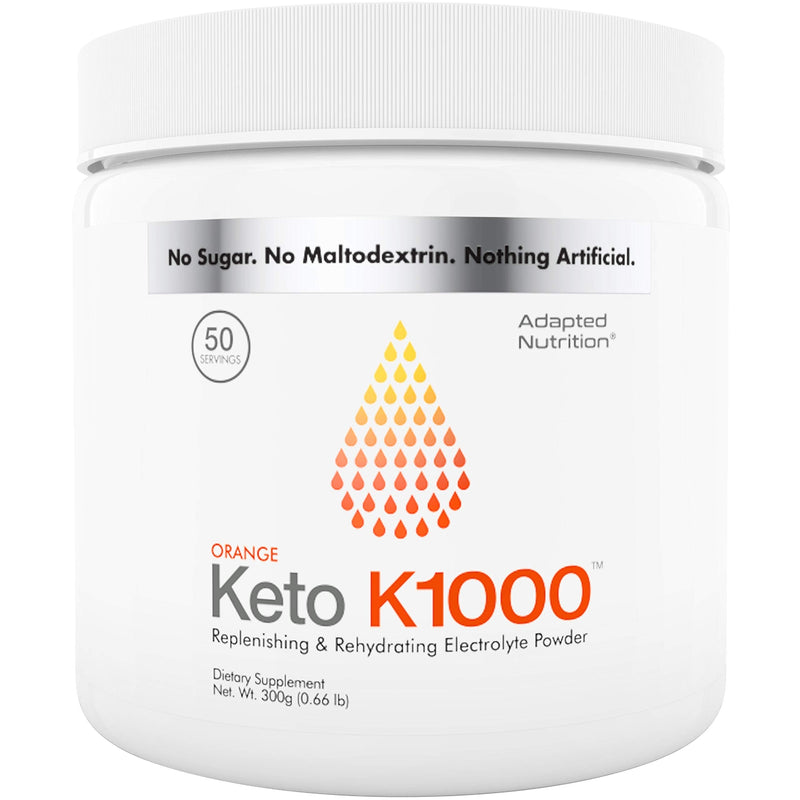Keto K1000 Electrolyte Powder | Hydration Supplement Drink Mix | Boost Energy & Beat Leg Cramps | No Maltodextrin or Sugar | Orange, Lighter Stevia Taste | 50 Servings - NewNest Australia