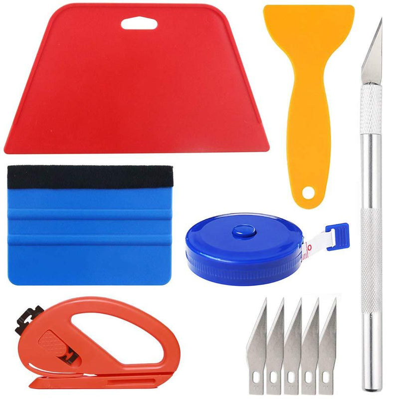 Wallpaper Smoothing Tool Kit Include red Squeegee,Medium-Hardness Squeegee, Black Tape Measure,snitty Vinyl Cutter and Craft Knife with 5 Replacement Blades for Adhesive Contact Paper Application Win - NewNest Australia