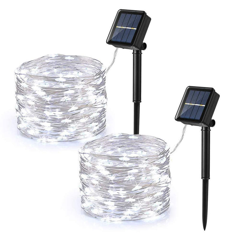 Brizled Outdoor Solar Fairy Lights, Solar String Lights 39.37ft 120 LED 2 Pack, 8 Modes Solar Christmas String Lights with Memory Waterproof Outside Twinkle Lights for Indoor Wedding Party Cool White - NewNest Australia