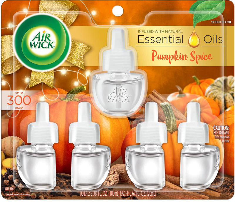 Air Wick Plug in Scented Oil 5 Refills, Pumpkin Spice, Fall Scent, Fall Spray, (5x0.67oz), Essential Oils, Air Freshener, Packaging May Vary, Pumpkin Spice - NewNest Australia