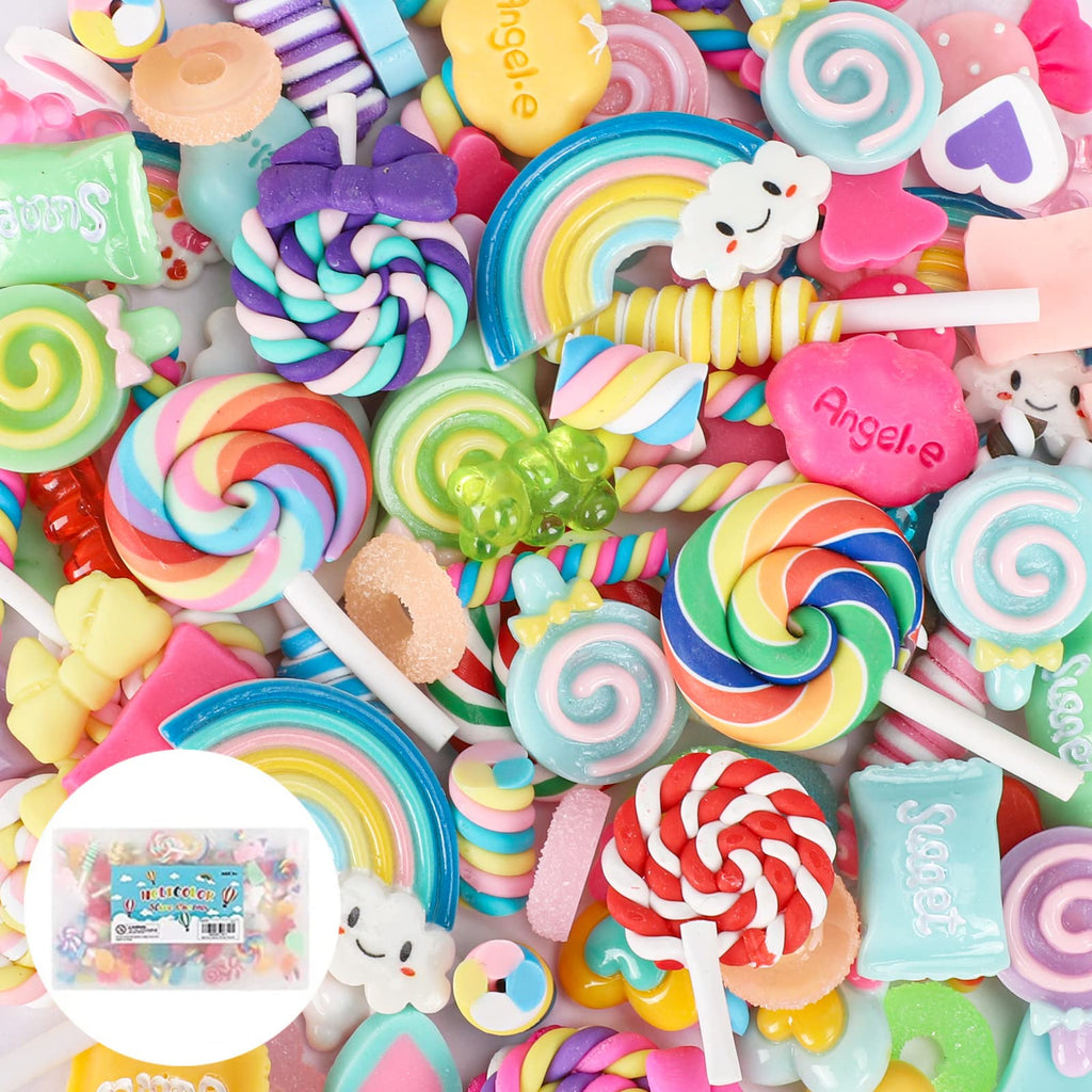 Holicolor 120pcs Slime Charms Kawaii Cute Set Resin Candy Charms Mixed Assorted Sweets Flatback Slime Beads Making Supplies for DIY Craft Making and Ornament Scrapbooking - NewNest Australia