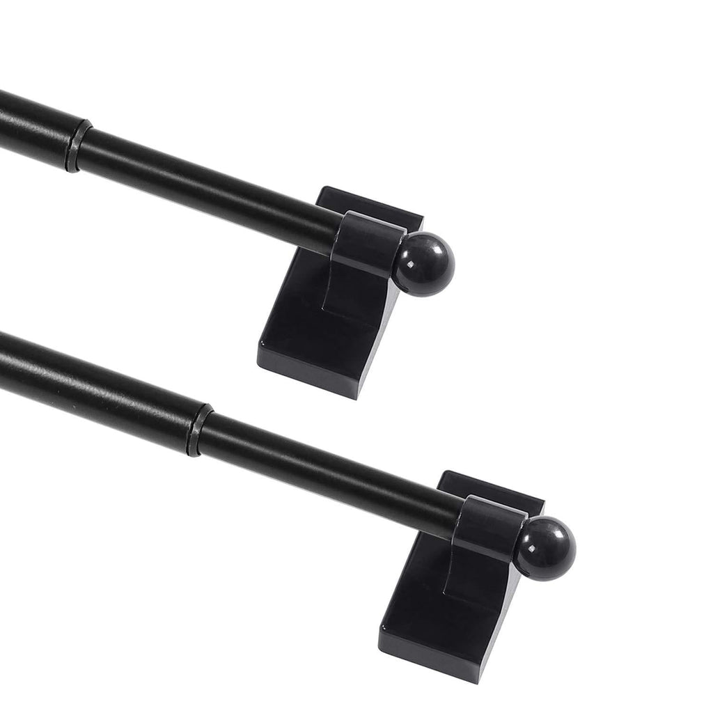 NewNest Australia - Magnetic Curtain Rods for Metal Doors Multi-Use Curtain Rods for Small Windows Cafe Sidelight and Iron Steel Places, 1/2 Inch Diameter, Tool Free (2 Pack, Adjust from 16 to 28 Inch, Black) 2 Pack | 16 to 28 Inch 